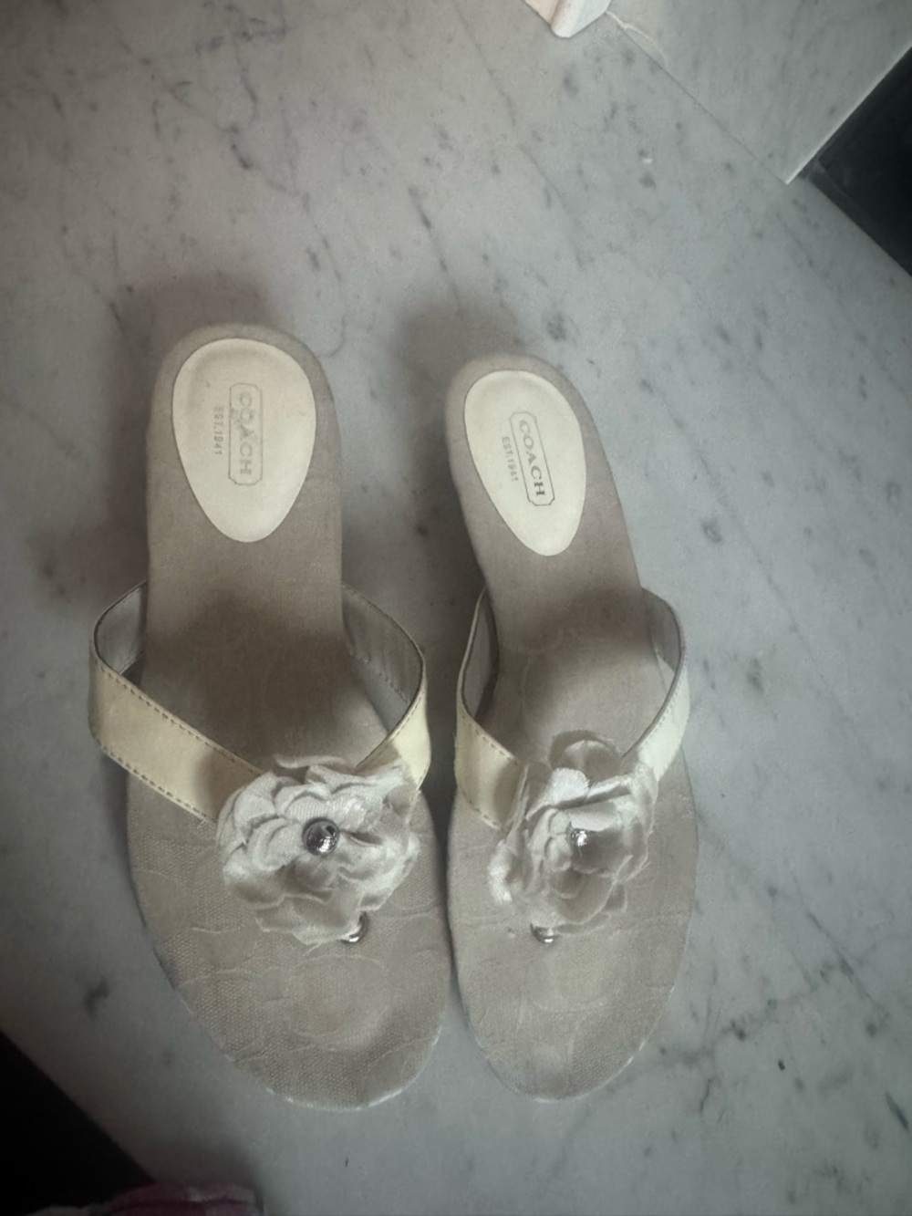 Coach Beige Floral Sandals
